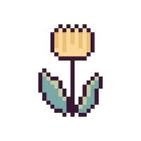 Pixel art floral insignia nostalgic vector