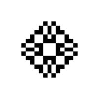 Vintage pixel geometric figure with abstract borders vector