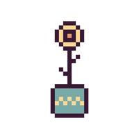 Nostalgic pixel art of a pretty flower shape vector
