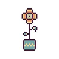 Pixel art in a retro style with a floral shape vector