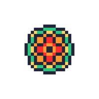Retro pixel geometric abstract form border vector
