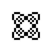 Geometric pixel shape with classic abstract border vector