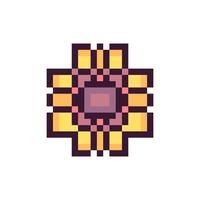 Retro pixel art with abstract border shapes vector