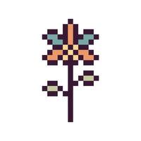 Pixel art pixelated flower throwback vector