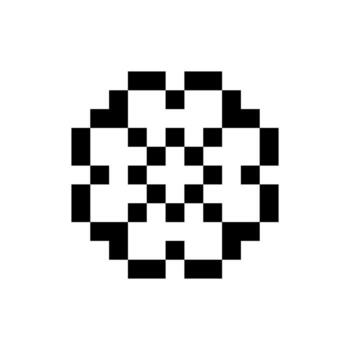 Retro-style pixel art with abstract borders and form vector