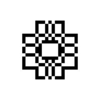 Pixel art with retro abstract contour vector