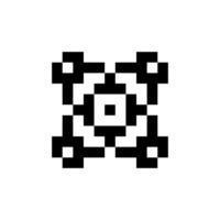 Retro-style pixelated shape with geometric lines vector