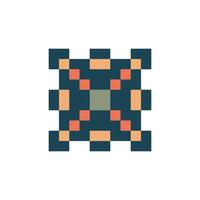 Geometric retro pixel shape with vintage outline vector