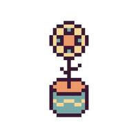 Beautiful flower pixel art in retro design vector