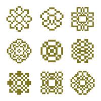 Pixel art aztec pattern retro vector
