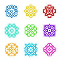 Pixel art vibrant geometry nostalgic vector