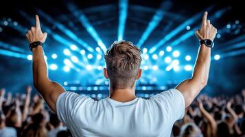 crowd enjoying live music performance with vibrant lights and energy photo