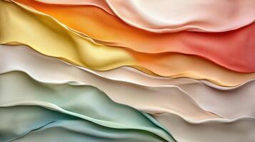 Soft, flowing fabric layers in warm pastel colors create serene atmosphere photo
