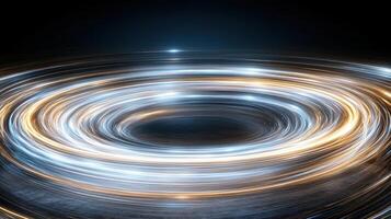 Swirling lights create mesmerizing cosmic vortex in dark background photo