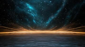 Colorful abstract lines merging in starry background create cosmic scene photo