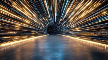 Colorful lines representing essence of space and motion in tunnel photo