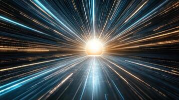Colorful technology lines radiating from cosmic center, creating vibrant effect photo