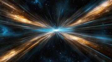 Colorful cosmic lines radiating through space, creating vibrant effect photo