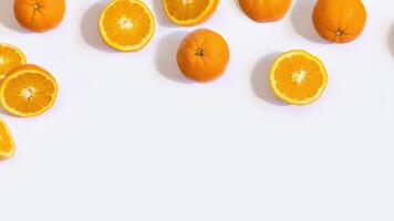 Fresh, juicy oranges on a white Healthy background food Banner with copy space for text and design. video