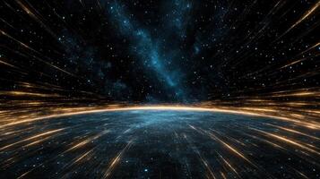 cosmic scene with vibrant lines and stars creating sense of motion photo