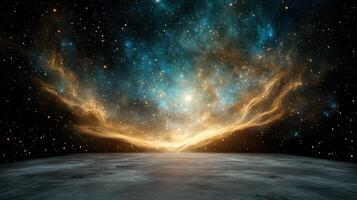 stunning cosmic scene with vibrant colors and swirling clouds of gas photo