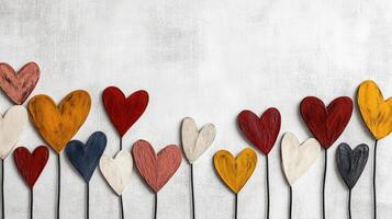 Colorful hearts on sticks create charming and vibrant display photo