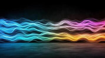 Vibrant abstract waves in blue, pink, and orange colors create dynamic visual photo