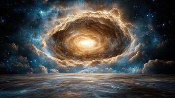 cosmic swirl of vibrant colors and swirling clouds creates mesmerizing scene photo