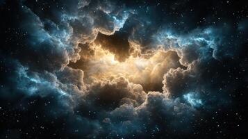 Cosmic clouds merging in vibrant display of light and color photo