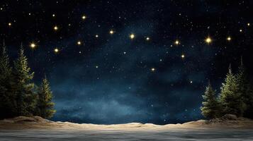 dreamy night sky filled with stars and silhouetted trees creates serene atmosphere photo