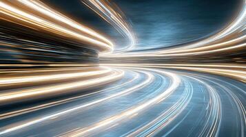 Dynamic light trails create intricate patterns in vibrant scene photo