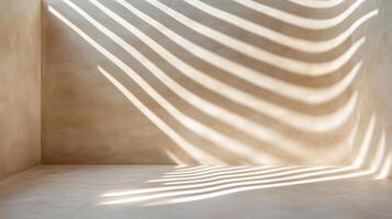 Ethereal light patterns create depth in minimalist interior space photo