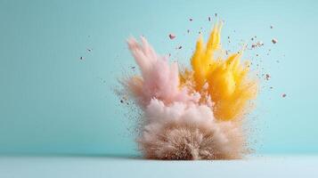 Vibrant explosion of colorful powder creating dynamic visual impact photo