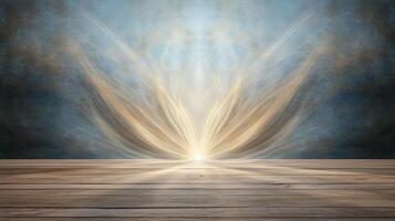 radiant display of geometric shapes emanating energy in serene setting photo
