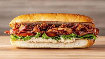 classic BLT sandwich with crispy bacon, fresh lettuce, and tomato photo