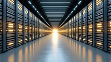 modern warehouse with automated inventory management systems, showcasing bright lights and photo