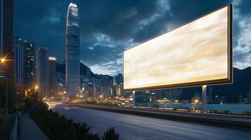 An empty billboard on the side of a road photo