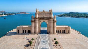 Majestic view of Gateway of India, historical architectural marvel photo
