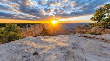 Breathtaking sunset over Grand Canyon, showcasing vibrant colors and dramatic clouds photo