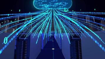 Computer data information is uploaded to the cloud server video