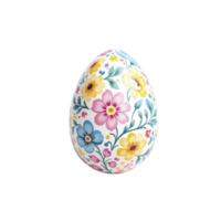 A white painted egg with colorful flowers on it png