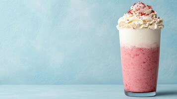 Delicious patriotic drink topped with whipped cream and sprinkles photo