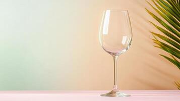 clear wine glass stands elegantly against soft gradient background photo