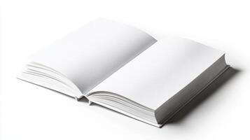 open blank photo book on white background, perfect for creativity