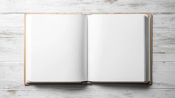 Blank photo book on white background, perfect for creativity and memories