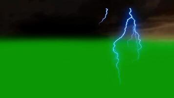Black clouds accompanied by lightning strikes, thunderstorms on a green screen video