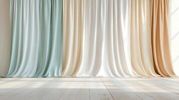 Elegant curtains with gradient effect in soft colors create serene atmosphere photo