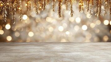 Gentle golden glimmers in dreamy abstract bokeh background photo