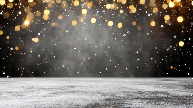 Sparkling bokeh lights with misty background create magical atmosphere photo