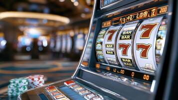 close up of slot machine screen displaying big win with vibrant graphics photo